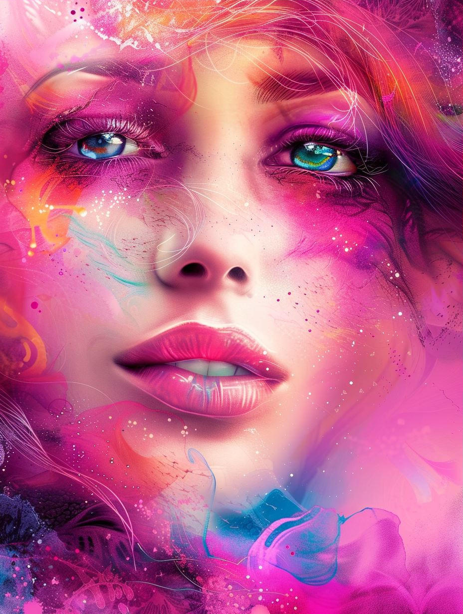 Neon Watercolor Ethereal Portrait