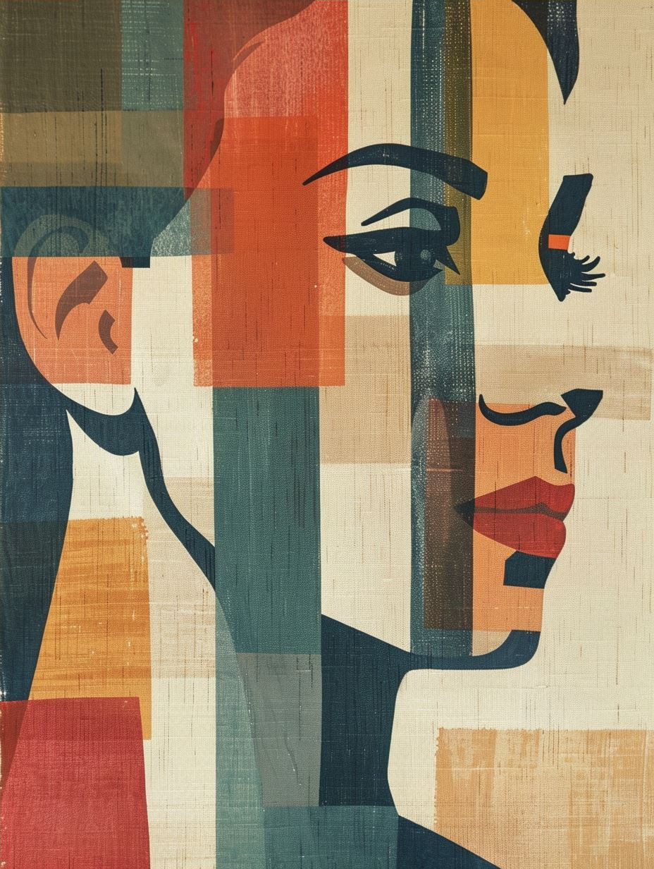 Geometric Mid-Century Modern Portrait