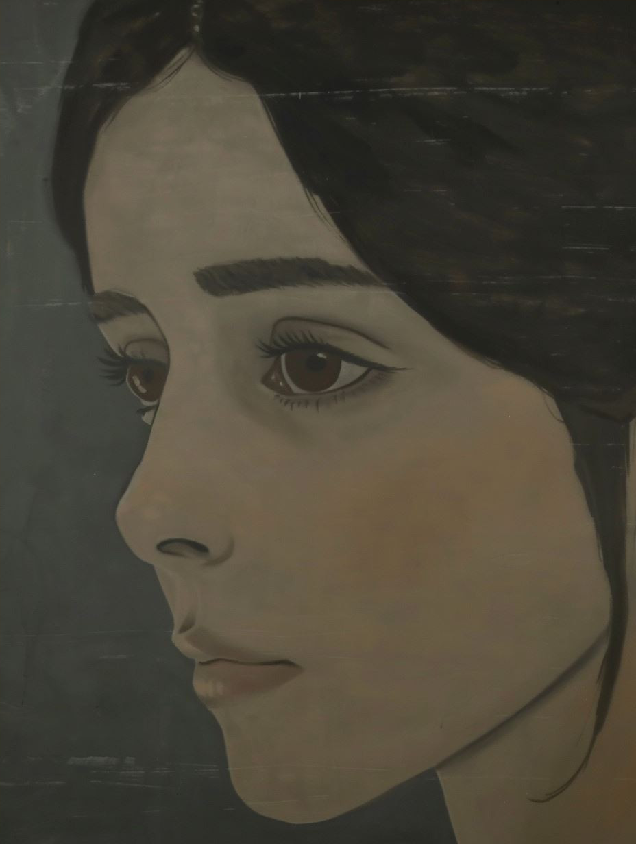 Melancholic Ink Wash Portrait