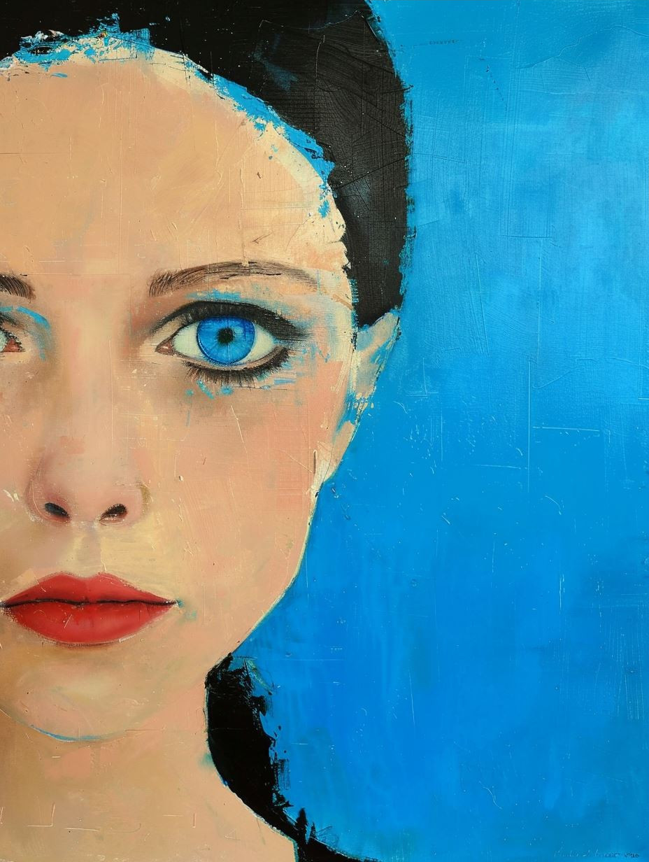 Azure Gaze Oil Portrait