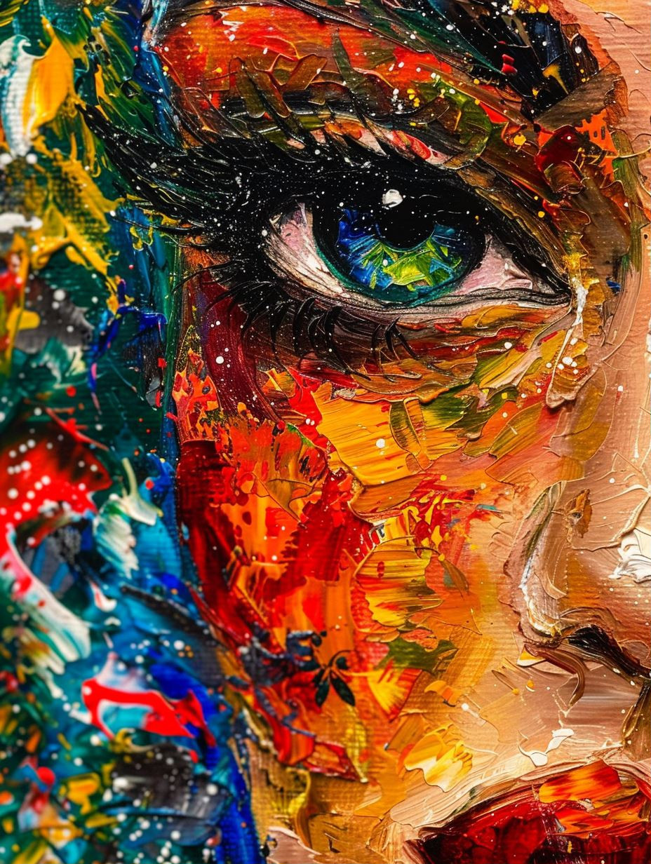 Vibrant Impasto Portrait Gaze