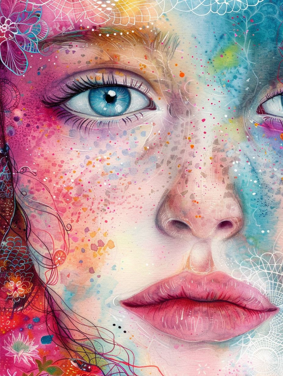 Prismatic Watercolor Dream Portrait