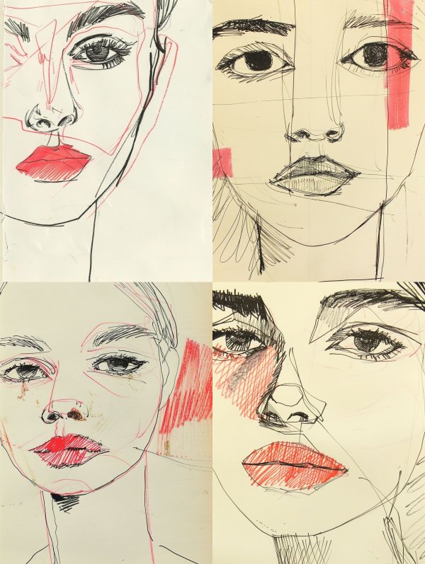 Minimalist Red Lip Sketch