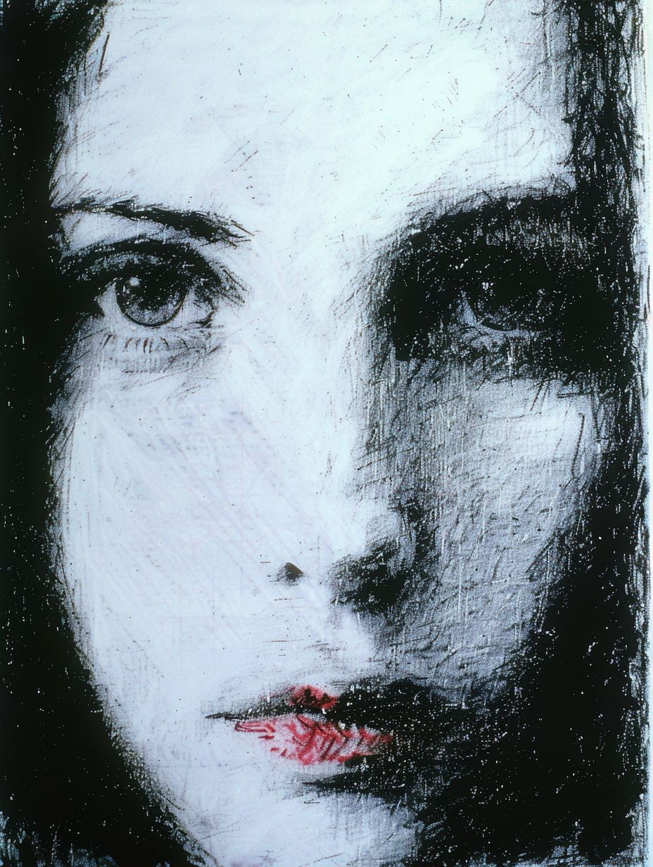 Haunting Gaze in Distressed Oil