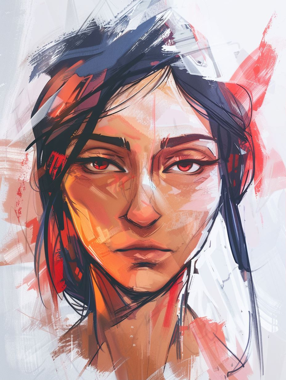 Abstract Crimson Gaze Portrait