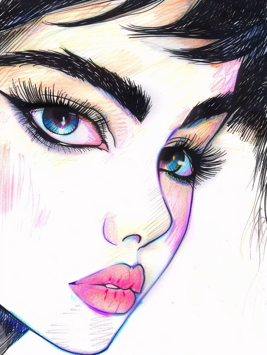 Neon Prism Portrait Sketch