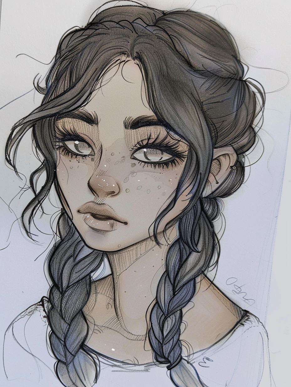 Ethereal Charcoal Sketch Portrait