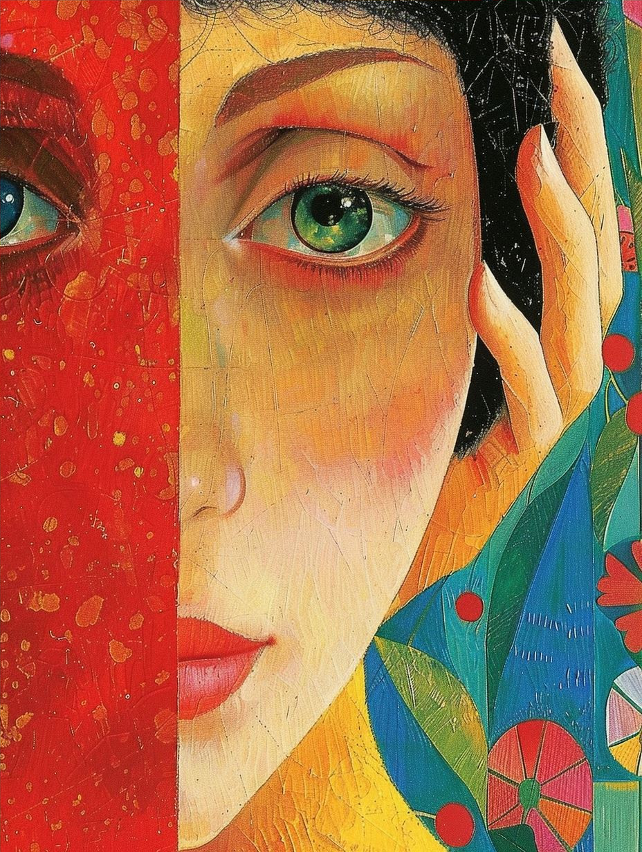 Crimson Gaze of Textured Art