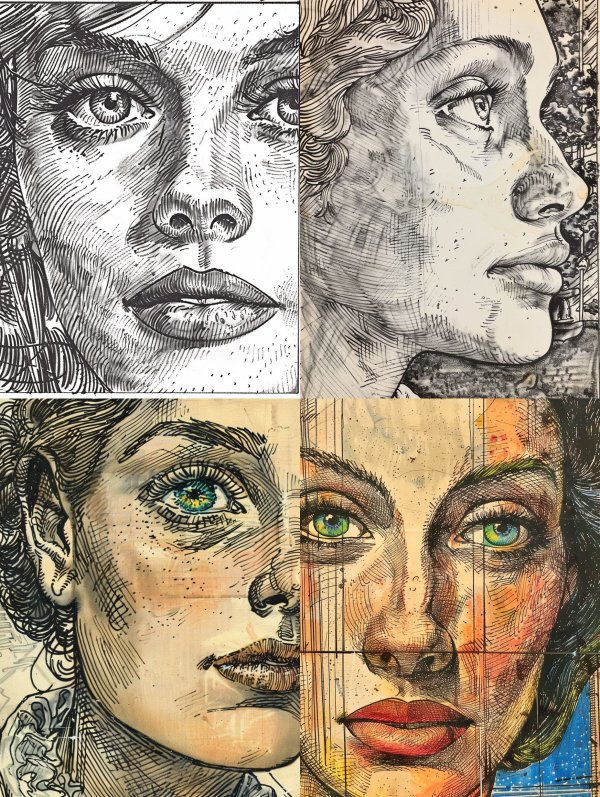 Intricate Ink Hatching Portrait