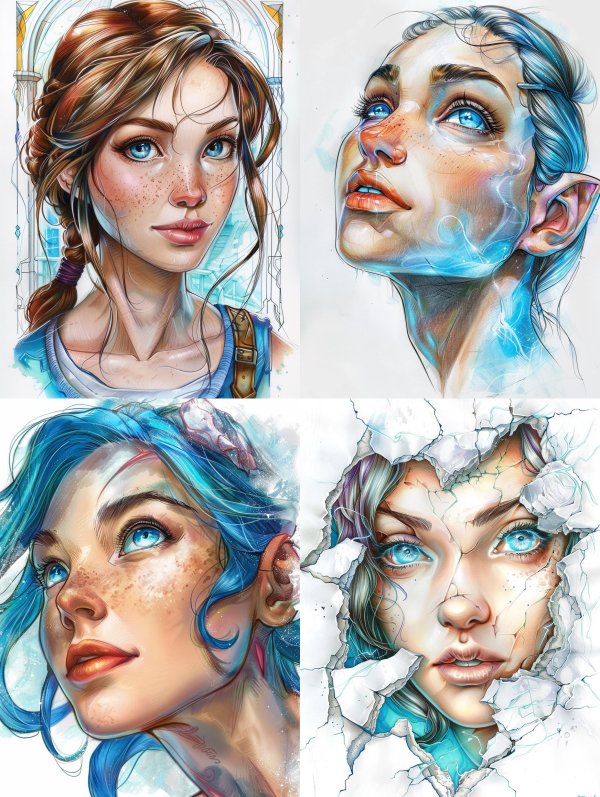 Azure Gaze Fantasy Portrait