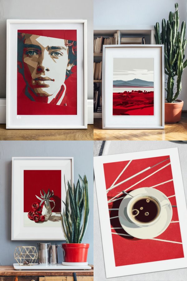 Crimson Geometric Portrait