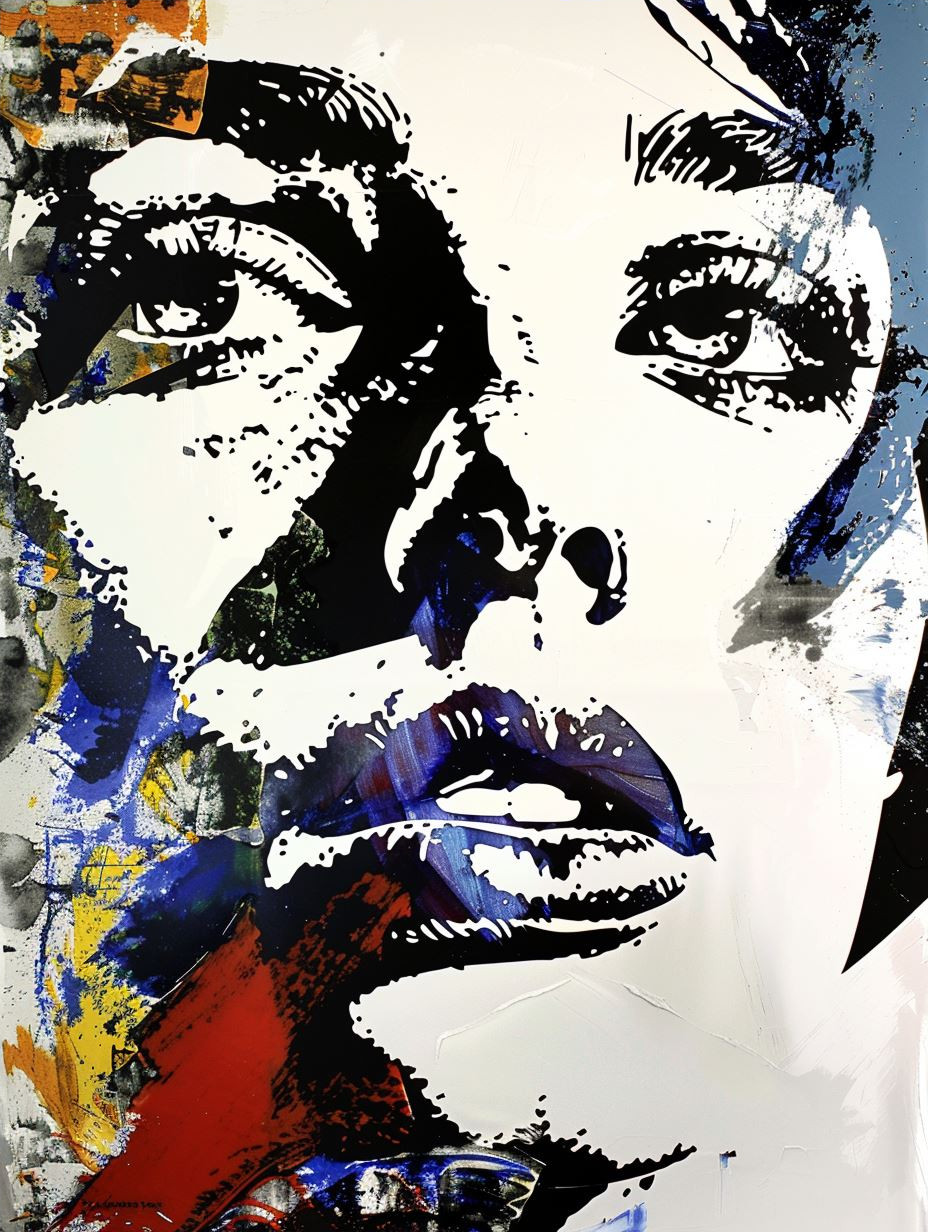 Abstract Cobalt Expressionist Portrait
