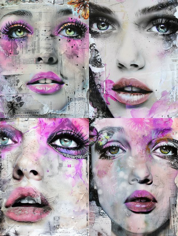 Abstract Neon Portrait Collage