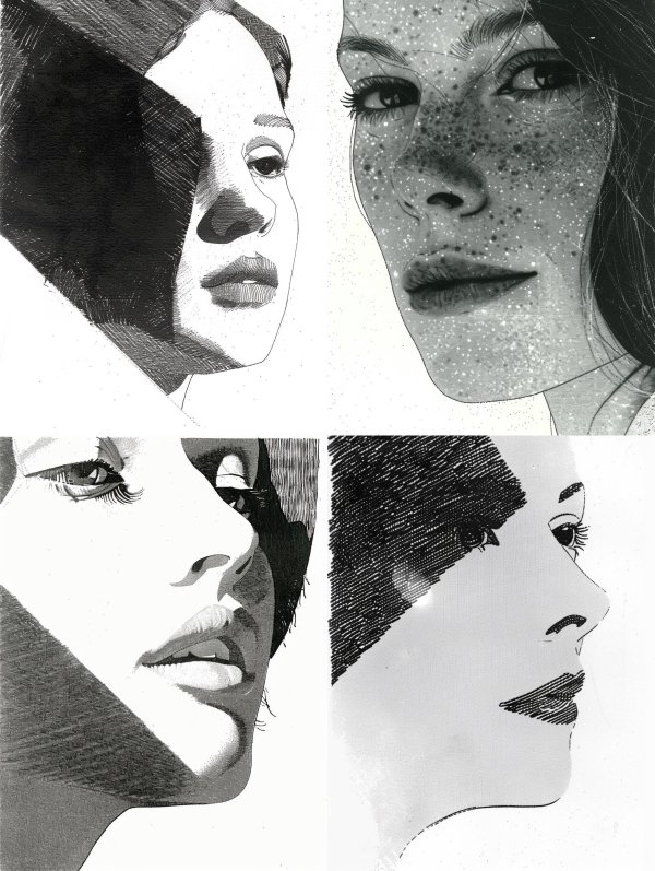 Dramatic Ink Hatching Portrait