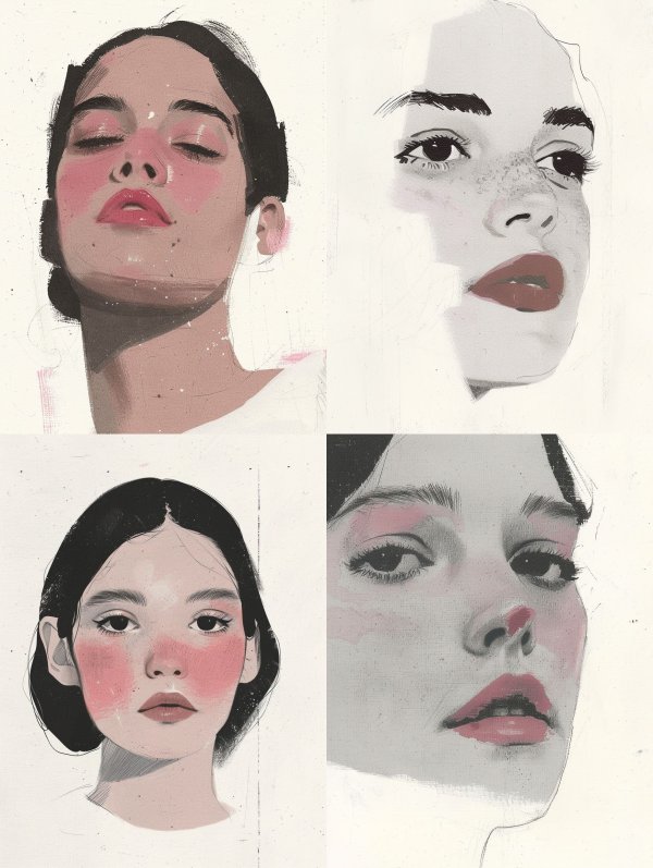 Ethereal Blush Mixed Media Portrait