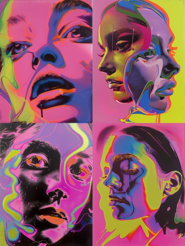 Neon Psychedelic Portrait Fusion