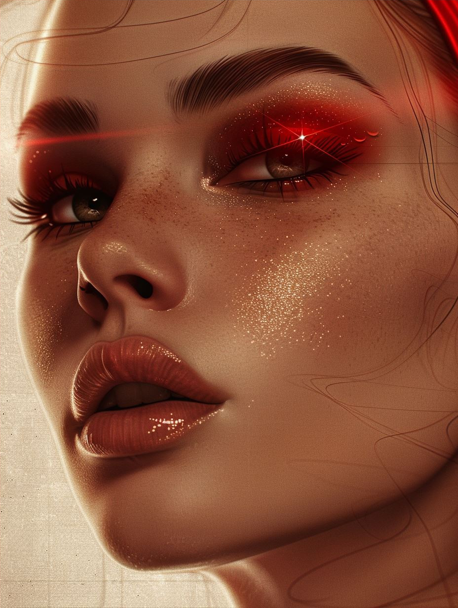 Crimson Circuitry Cybernetic Portrait