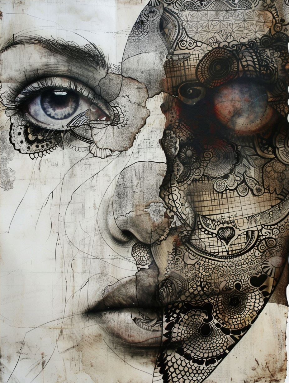 Intricate Ink Surrealist Portrait