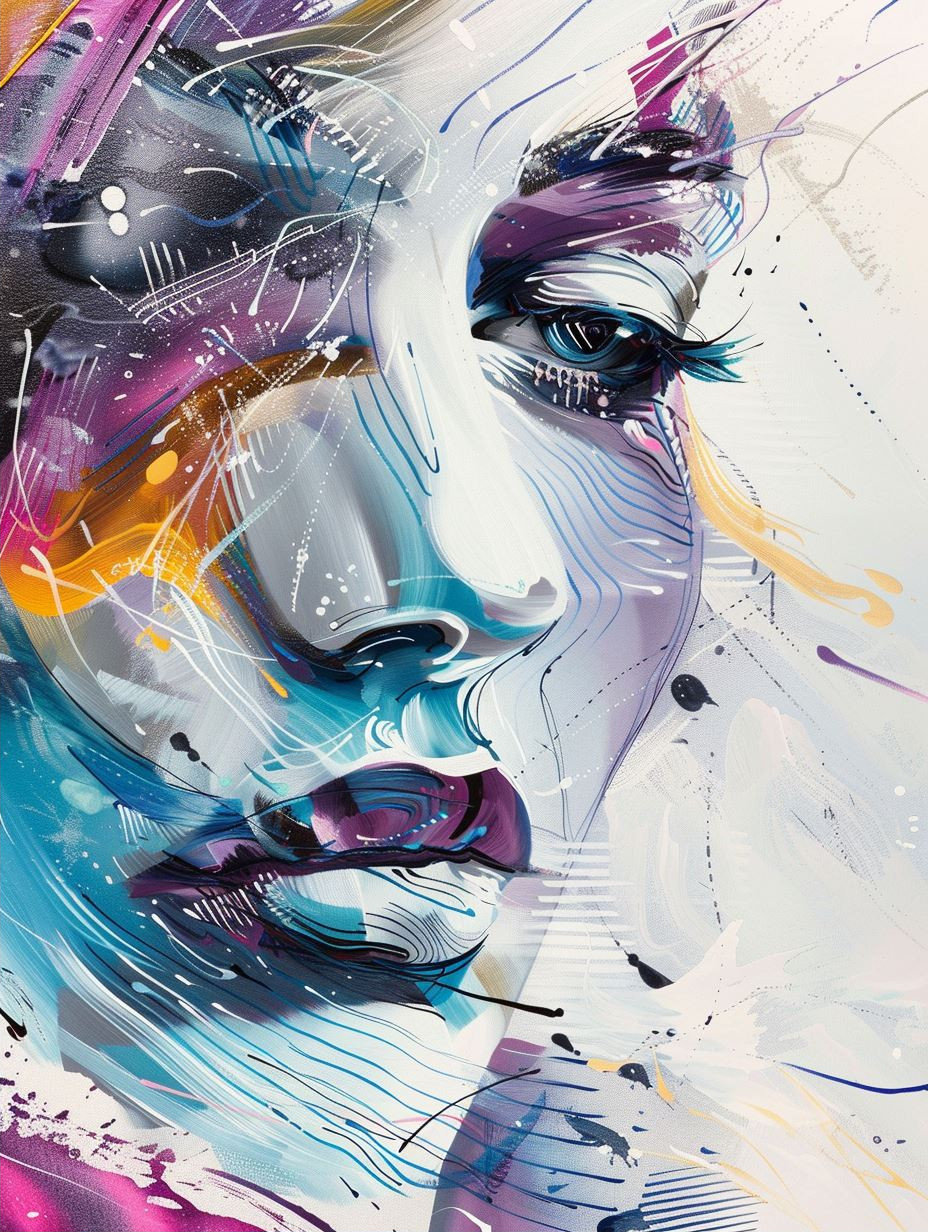 Abstract Neon Portrait Fusion