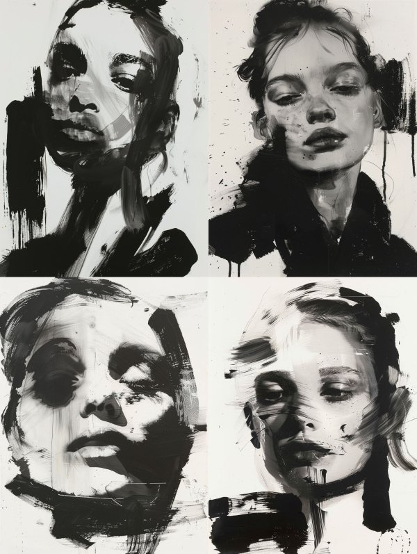 Melancholic Ink Portrait Studies