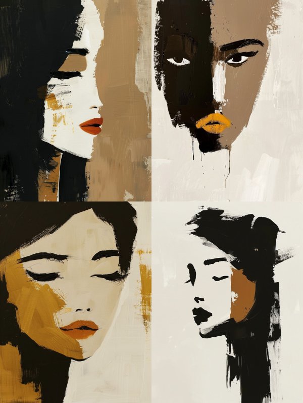 Abstract Minimalist Portrait in Ochre