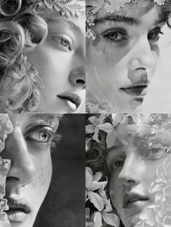 Ethereal Monochrome Floral Portraits