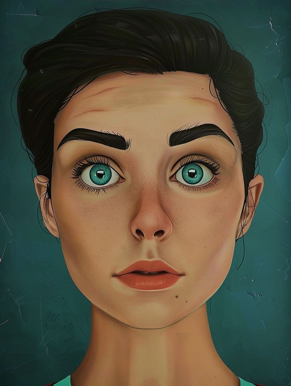 Azure Gaze Digital Portrait - Image 3
