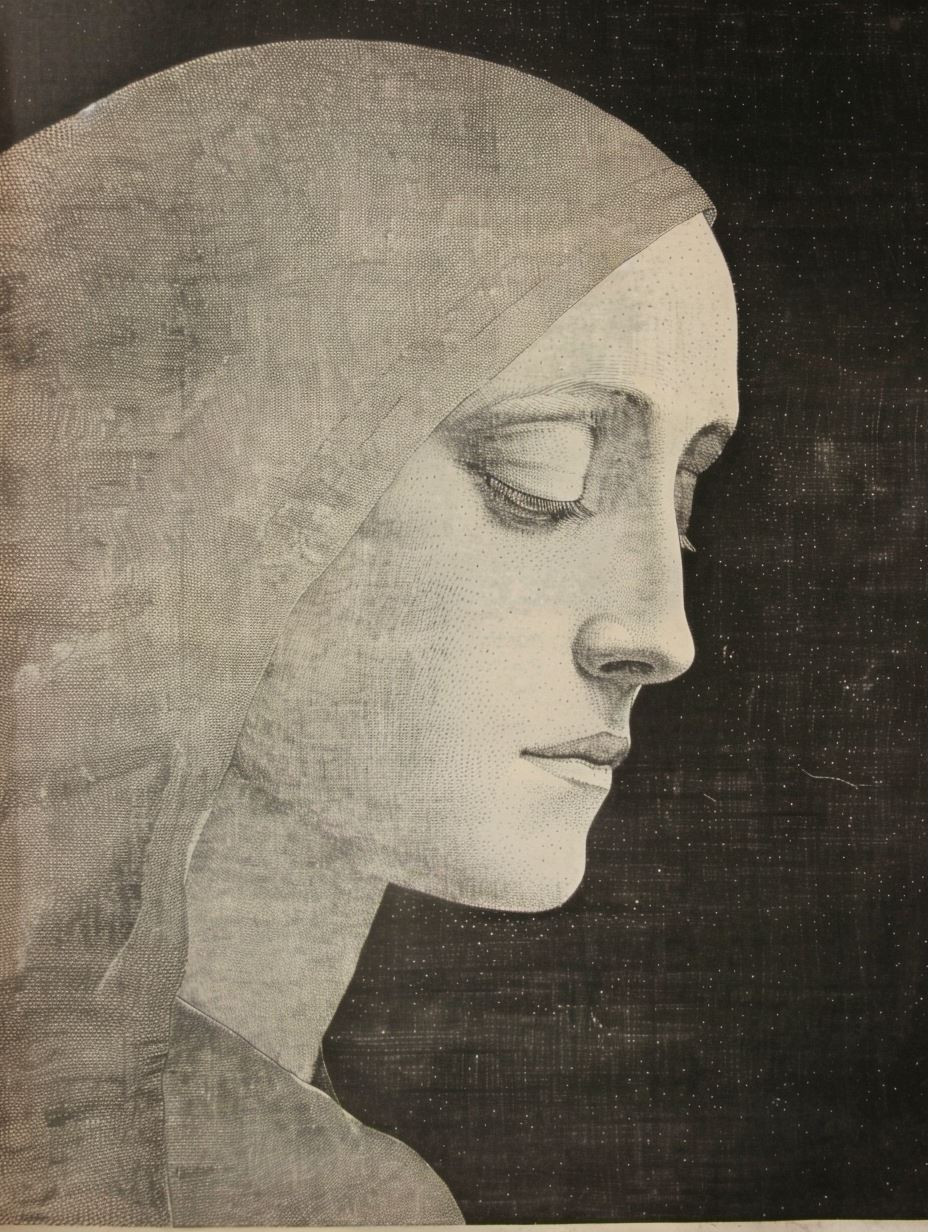 Ethereal Stippled Portrait of Serenity