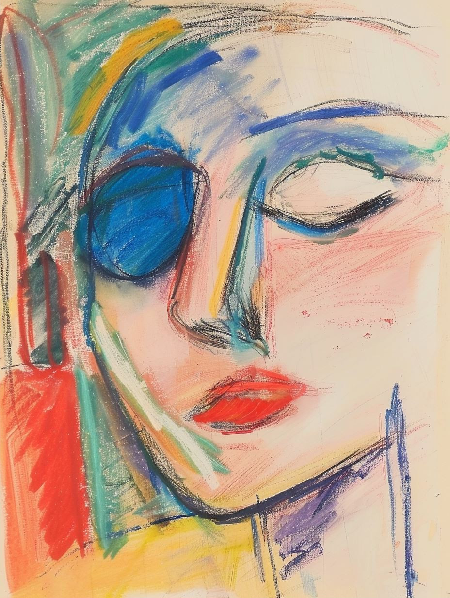 Vibrant Expressionist Pastel Portrait