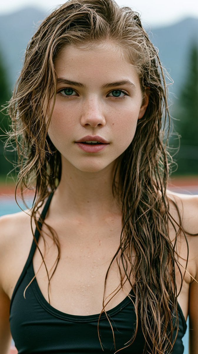 A photorealistic portrait of a stunning young woman on a ... - alternate