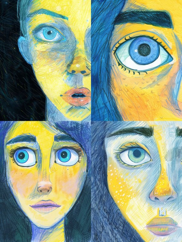 Ethereal Blue and Gold Gazes