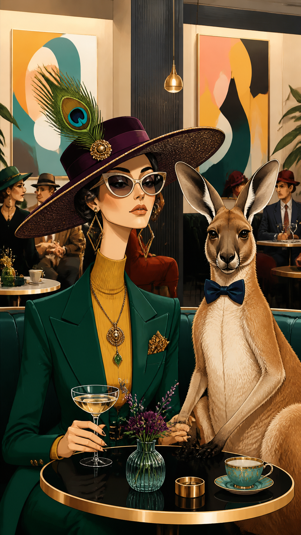 Sophisticated editorial illustration, whimsical stylized ...