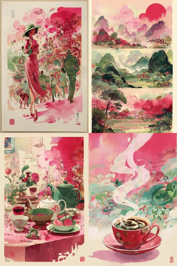 Crimson Watercolor Reverie