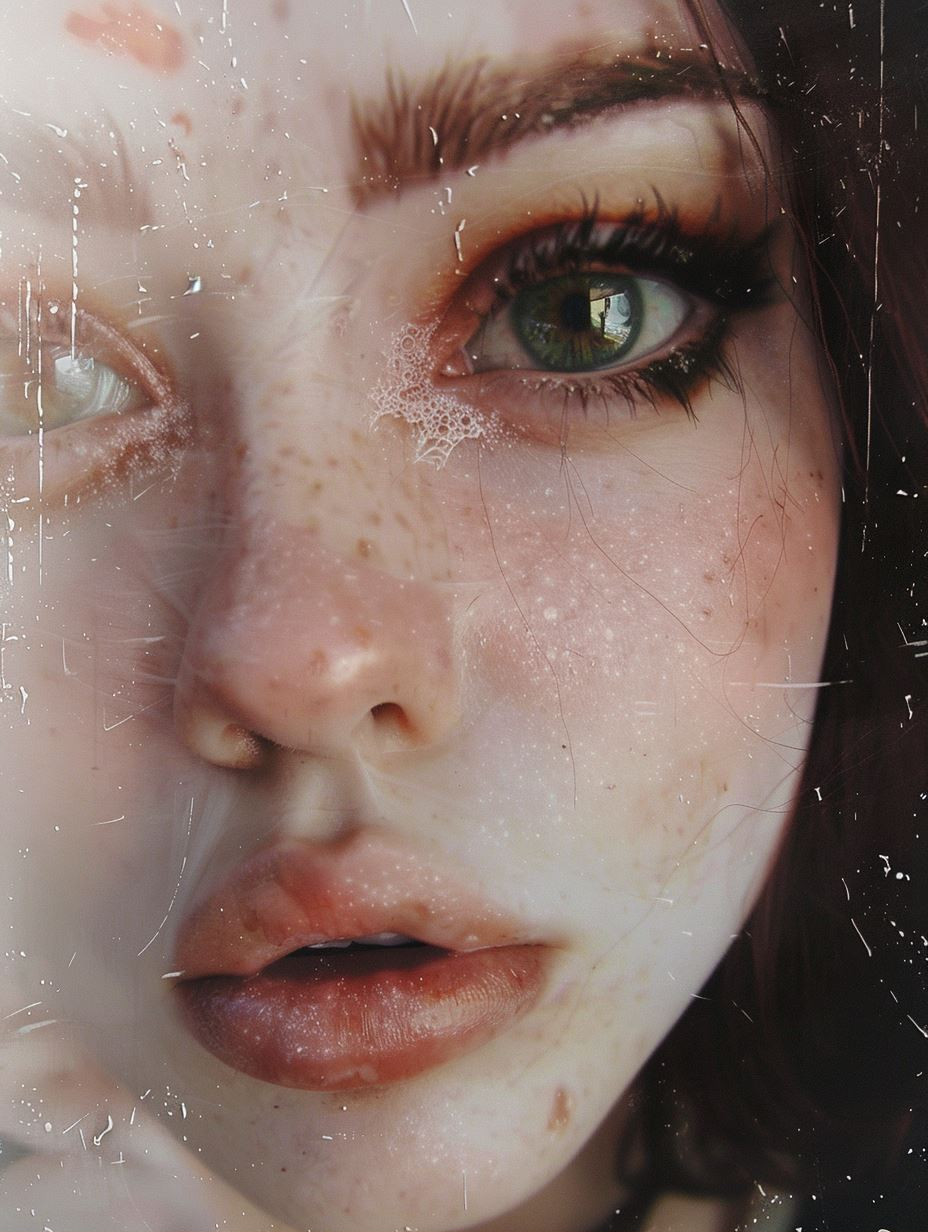 Ethereal Gaze Through Frosted Glass