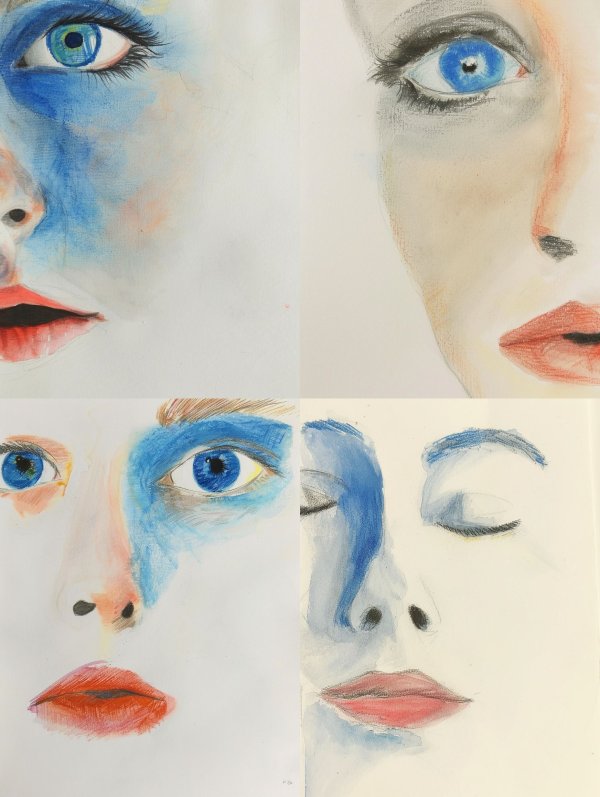 Ethereal Blue Watercolor Portraits