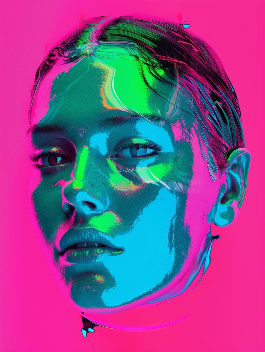 Neon Liquid Chrome Portrait