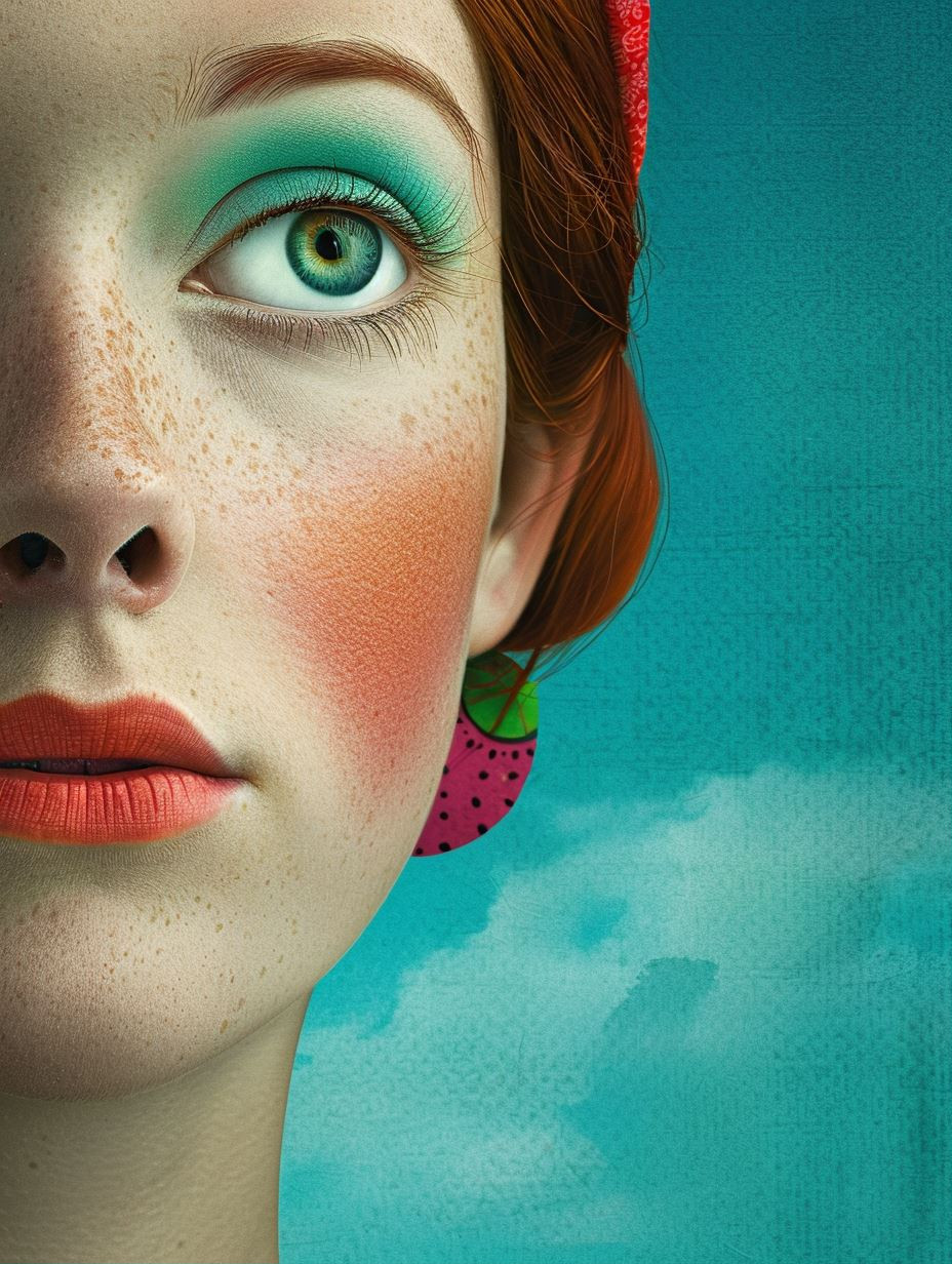 Vibrant Teal Surreal Portrait