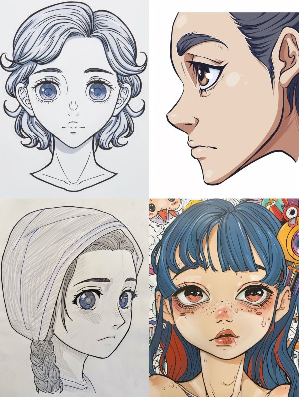 Ethereal Blue Ink Manga Portrait