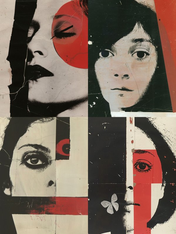 Avant Garde Crimson Collage