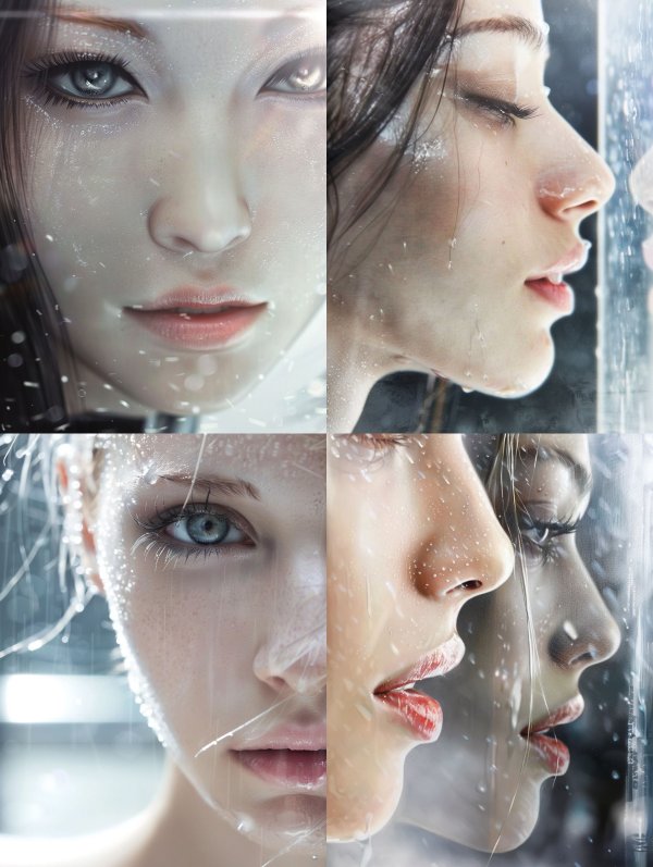 Ethereal Gaze Through Frozen Glass