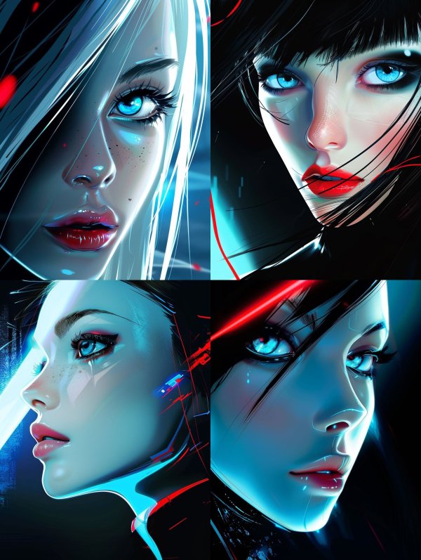 Neon Glow Cybernetic Portrait
