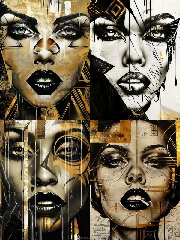 Golden Cybernetic Portrait Art