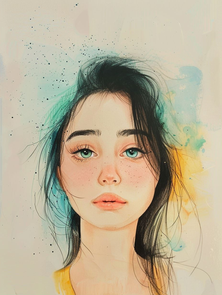 Celestial Watercolor Portrait Dream - Image 2
