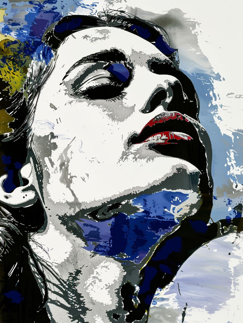 Abstract Cobalt Expressionist Portrait