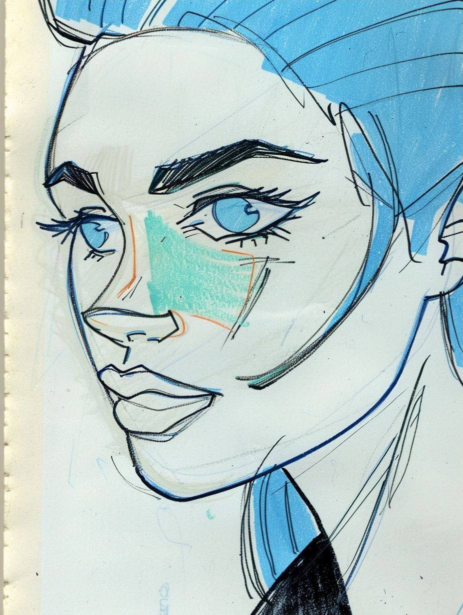 Azure Gaze Comic Illustration