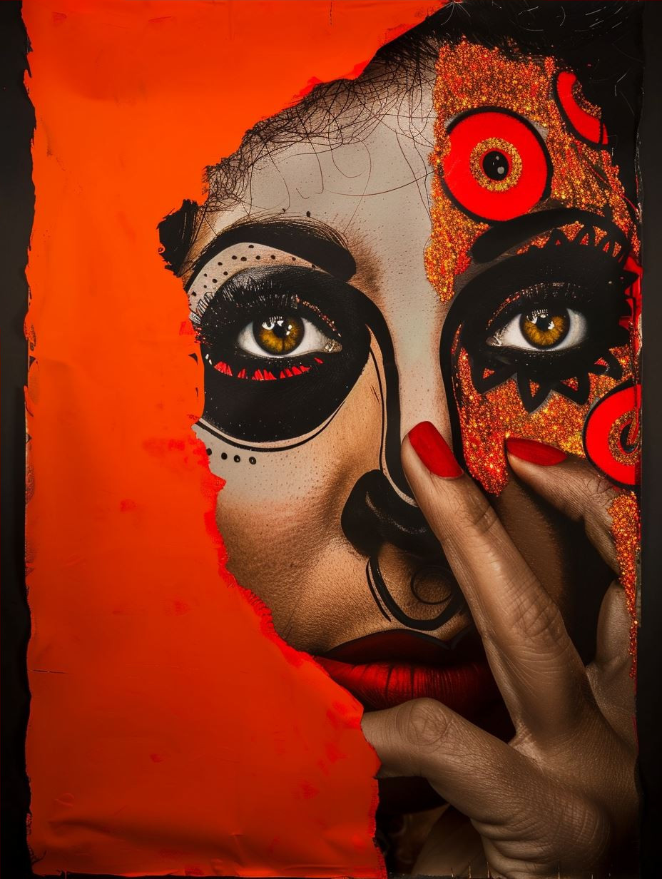 Crimson Accents in Monochrome Portrait