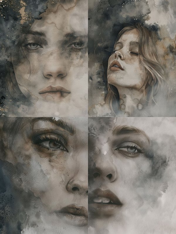 Ethereal Watercolor Portrait in Gold