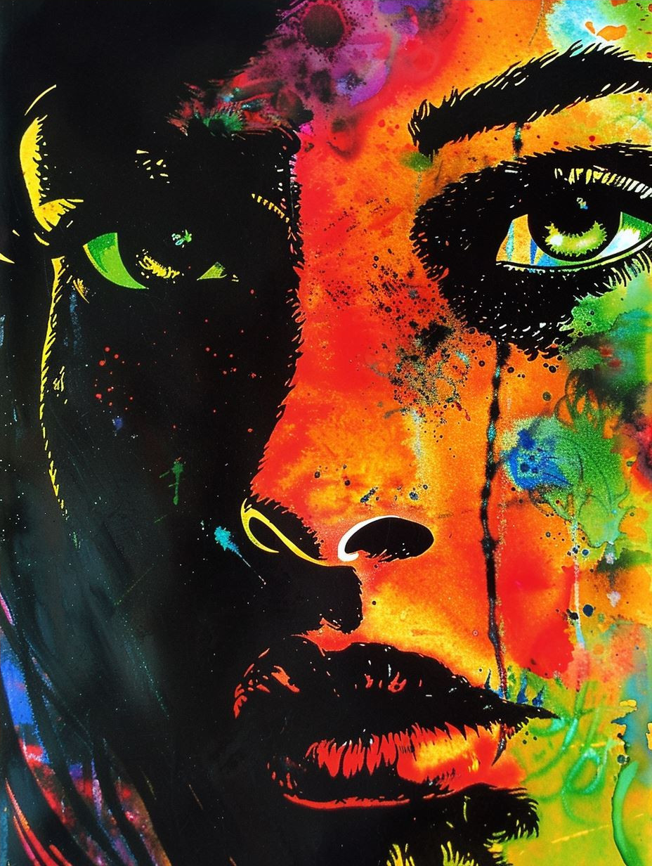 Neon Psychedelic Pop Art Portrait