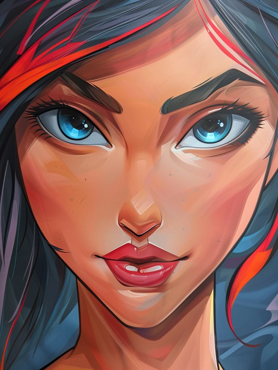 Electric Azure Gaze Portrait