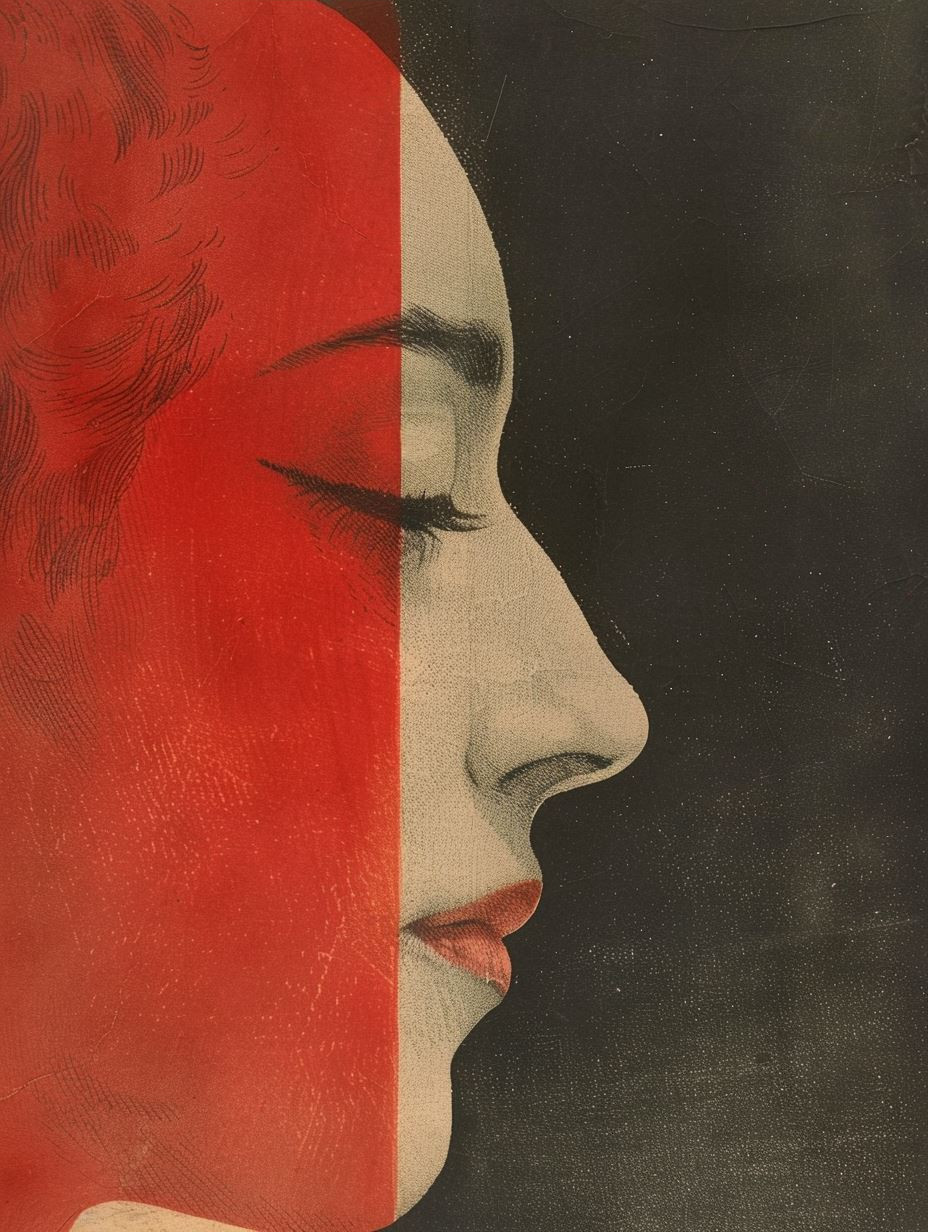 Crimson Veil Profile Portrait